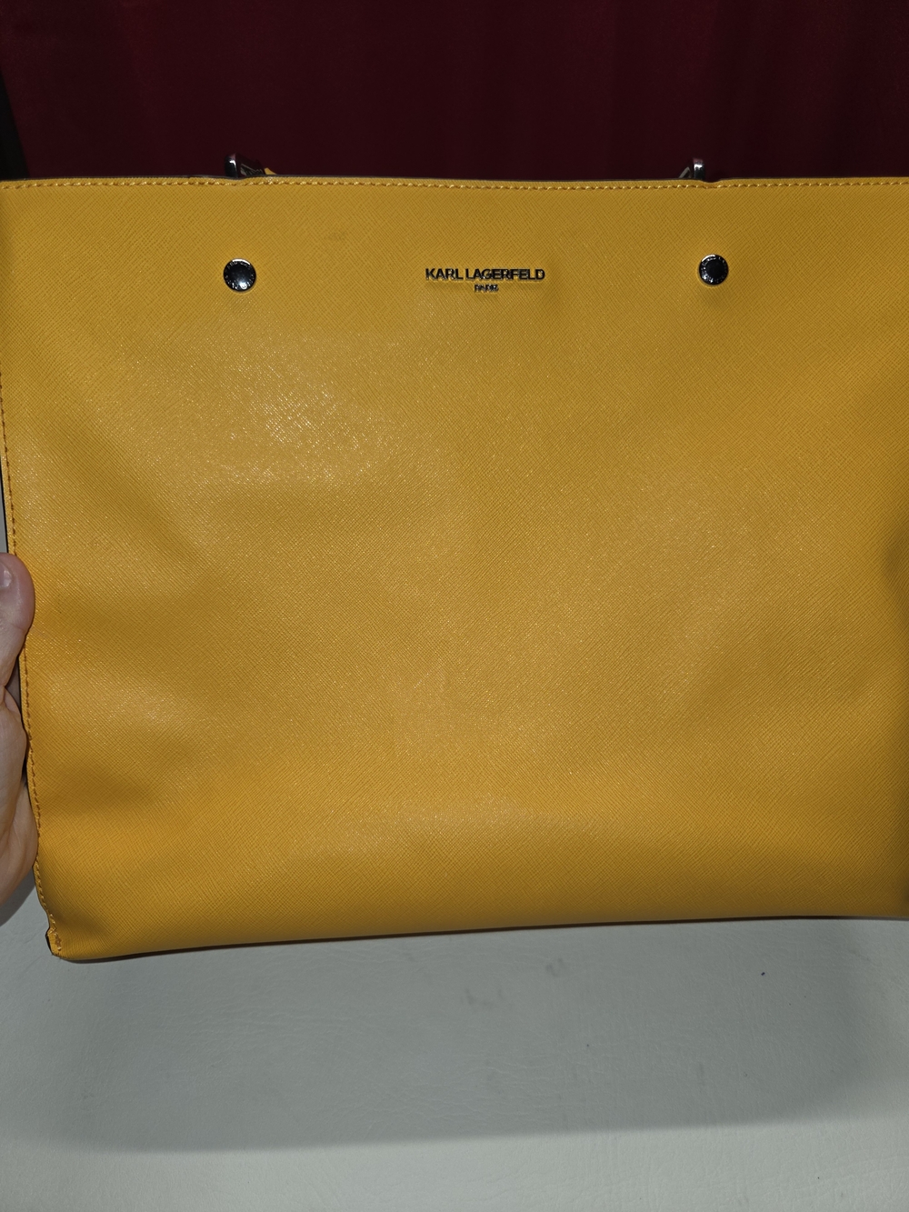 Karl Lagerfeld Paris Adele Top Zip Tote Shoulder Bag Yellow/orange - Picture 7 of 8